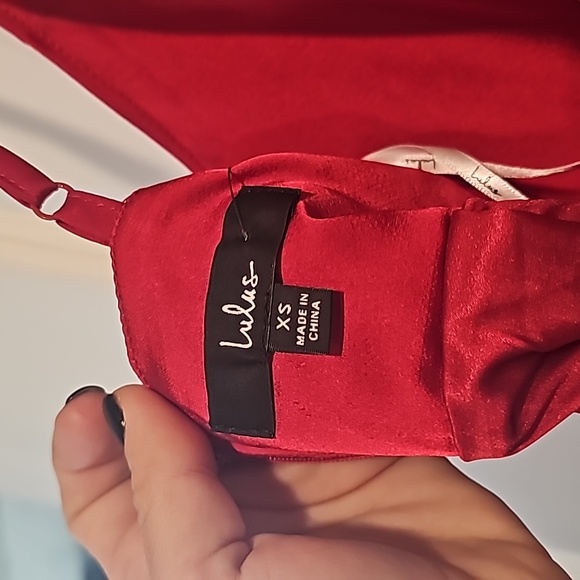 Lulu's red high low satin dress - Picture 3 of 6